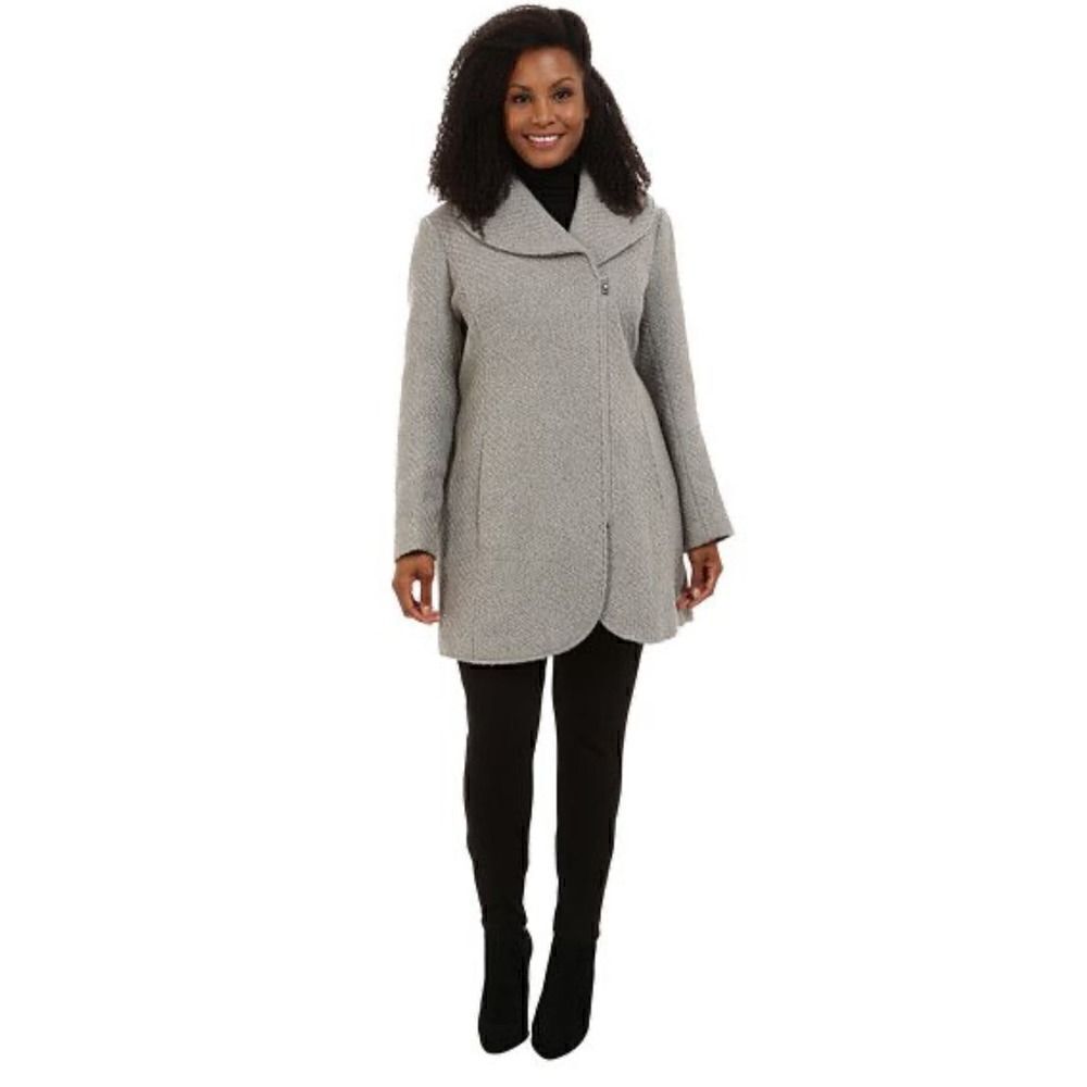 Nwt Jessica Simpson Plus Braided Wool Coat With Shawl Collar Grey